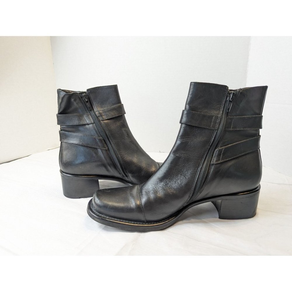Bakers Black Leather Ankle Booties with Buckle Strap Detail - Picture 10 of 12